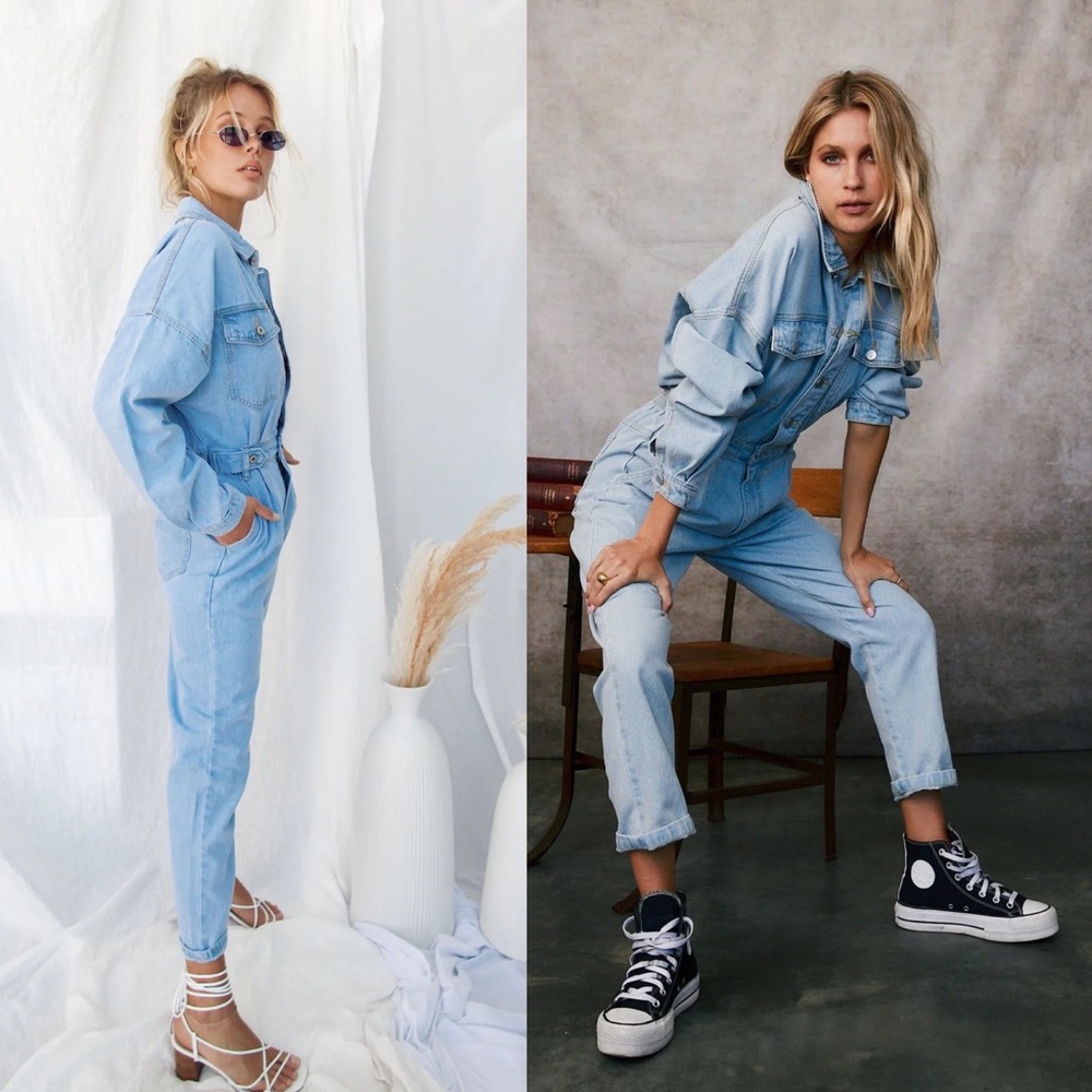 Tell Me About It Light Blue Denim Jumpsuit - Picture 9 of 11